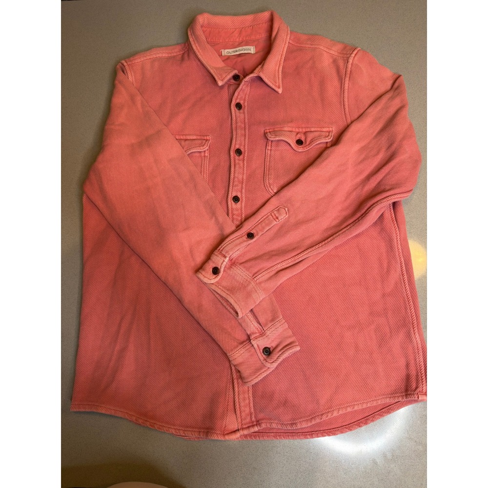 Outerknown Mens Blanket Shirt Large Red Organic Cotton Twill Button Down